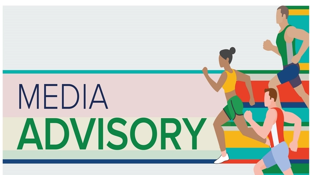 Media Advisory logo with runner drawings.